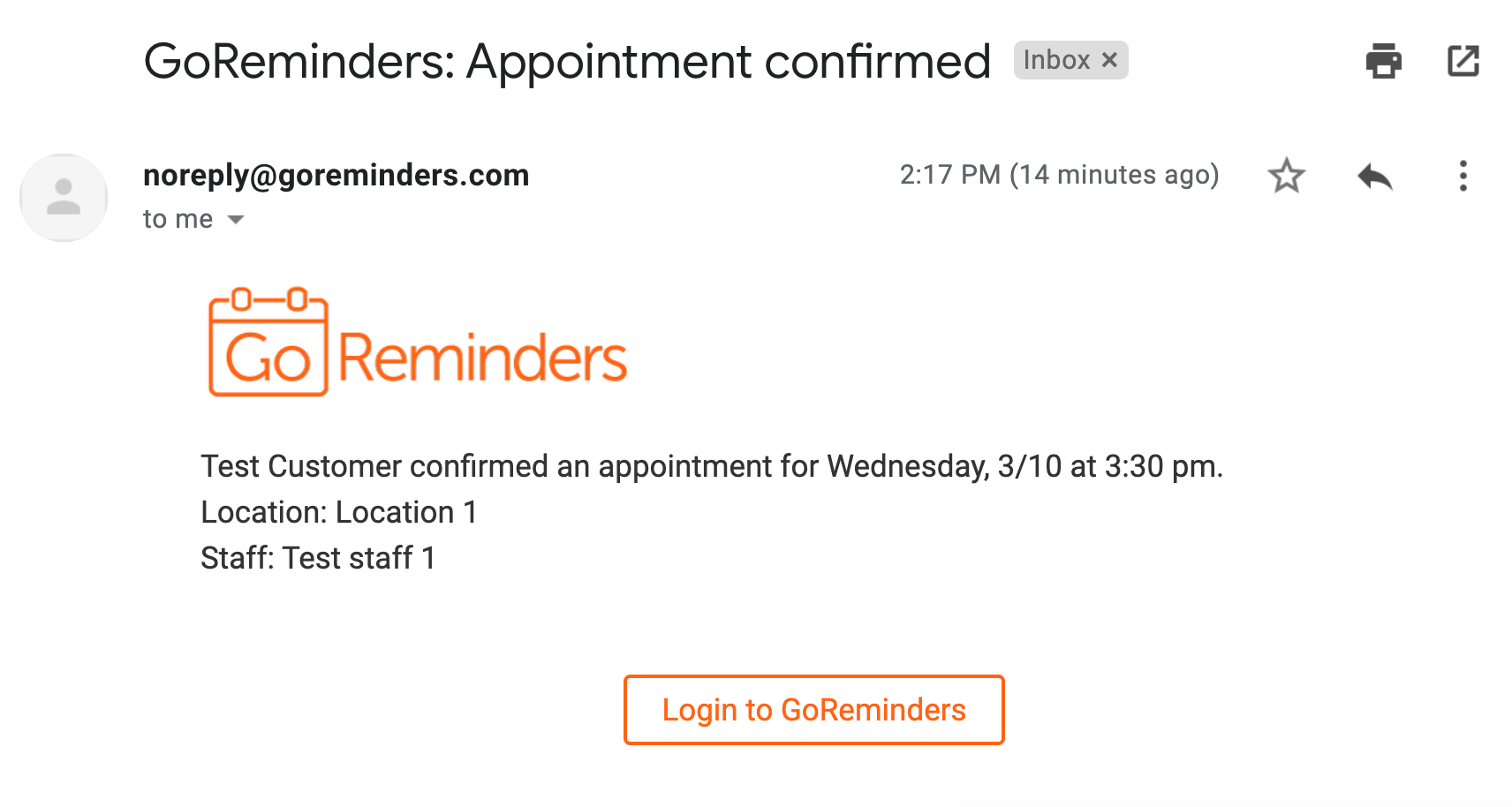 Appointment confirmation email template