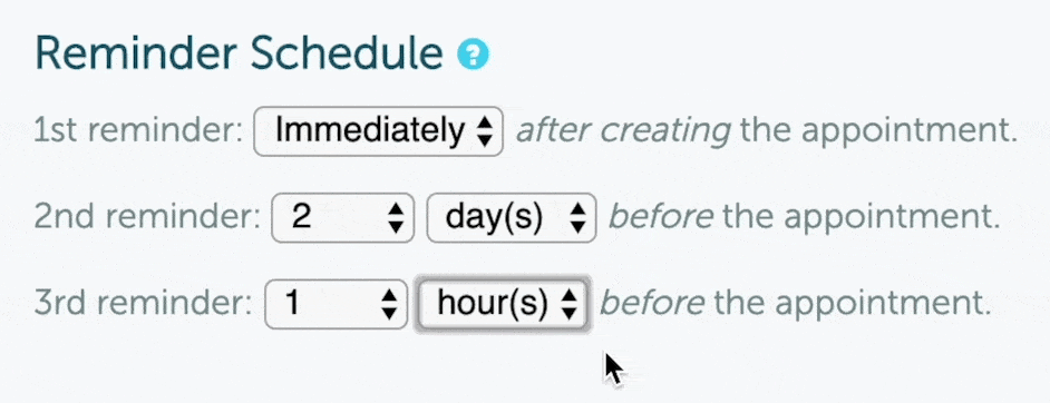 Customizable text reminder schedule