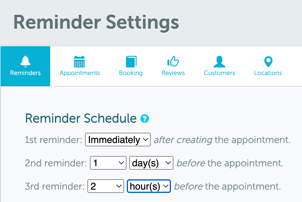 Reminder settings